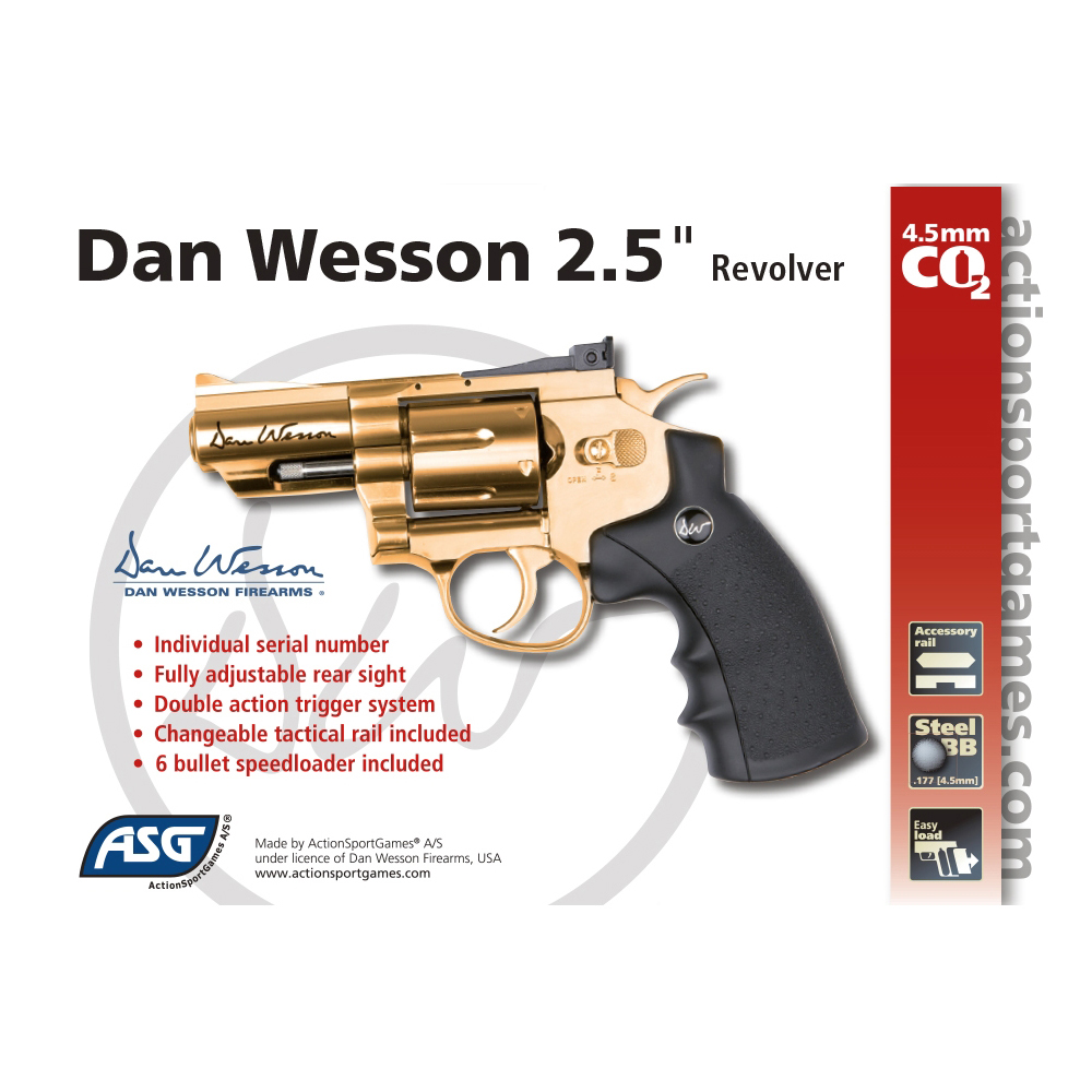 Αεροβόλο Περίστροφο ASG | Dan Wesson Revolver 2,5" 4.5mm - Gold - Image 3