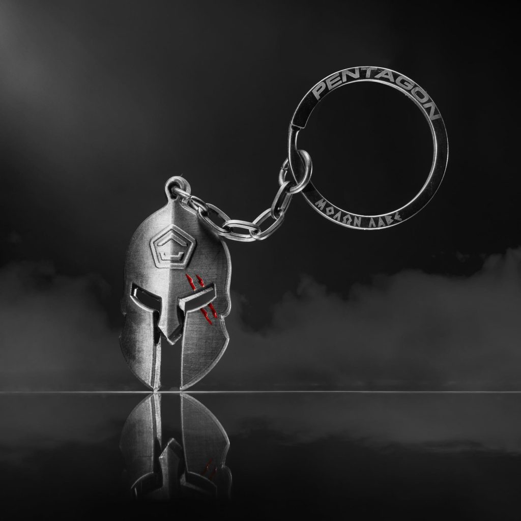 Pentagon Spartan Keyring K24009 – Μεταλλικό Tactical Μπρελόκ Σπαρτιάτικο Κράνος | Ασημί